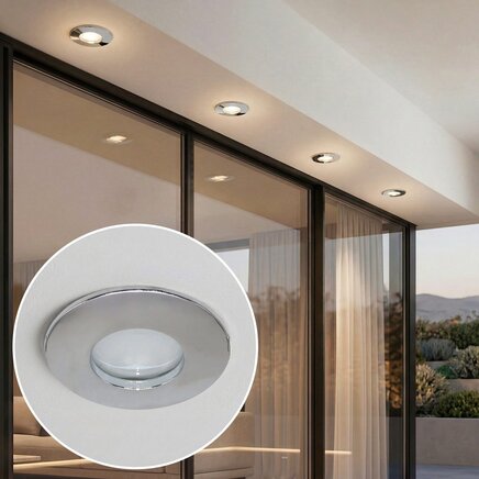 Moderne indbygningsspot, IP44 - Rex - sølv