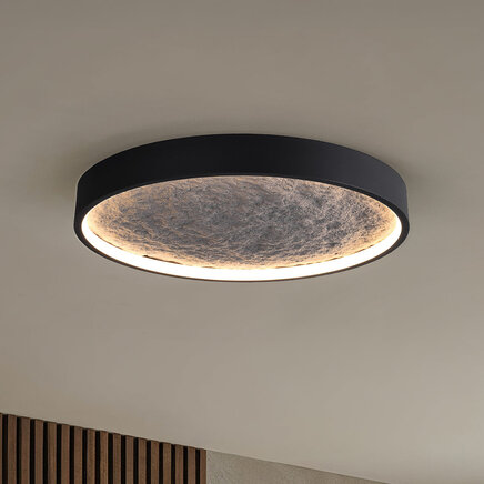 Sort loftlampe med gråt stenlook - dæmpbar i 3 trin