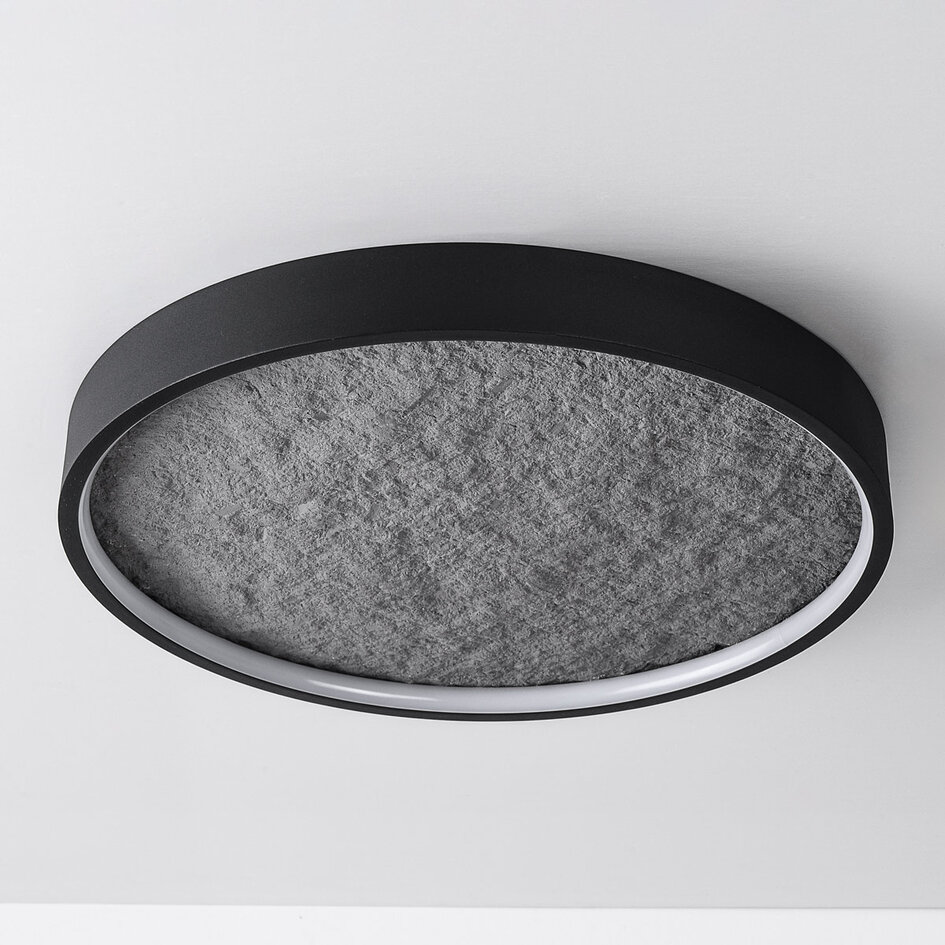 Loftlampe Cercul med 3 dæmpbare lyskilder - sort og gråt stenlook Ø40, 18W