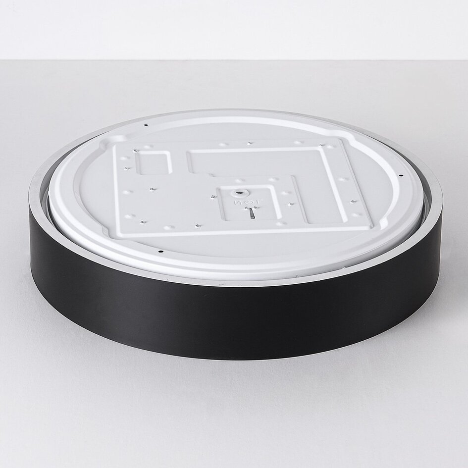 LED loftlampe Larios, 3-trins dæmpbar Ø39 cm - sort med trædetalje