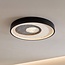 Loftlampe Cercul sort med grå og råhvidt stenlook Ø40 cm, 3-trins dæmpbar