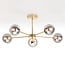 Industriel loftlampe Leah med 5 lyskilder - guld og røgfarvet glas
