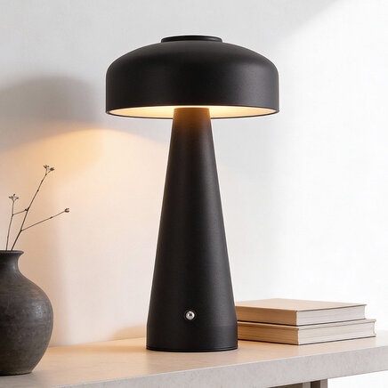 Mushroom bordlampe Soma, genopladelig og dæmpbar, justerbar farvetemperatur - sort