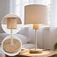 Bordlampe Aurea med hørskærm og travertineffekt - beige
