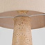 Bordlampe Verla med hørskærm og travertinlook