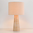 Bordlampe Verla med hørskærm og travertinlook
