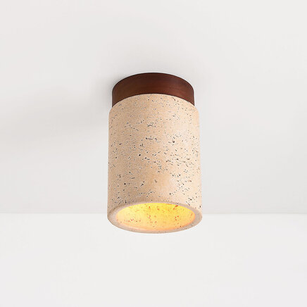 Loftlampe Amara i travertin og træ