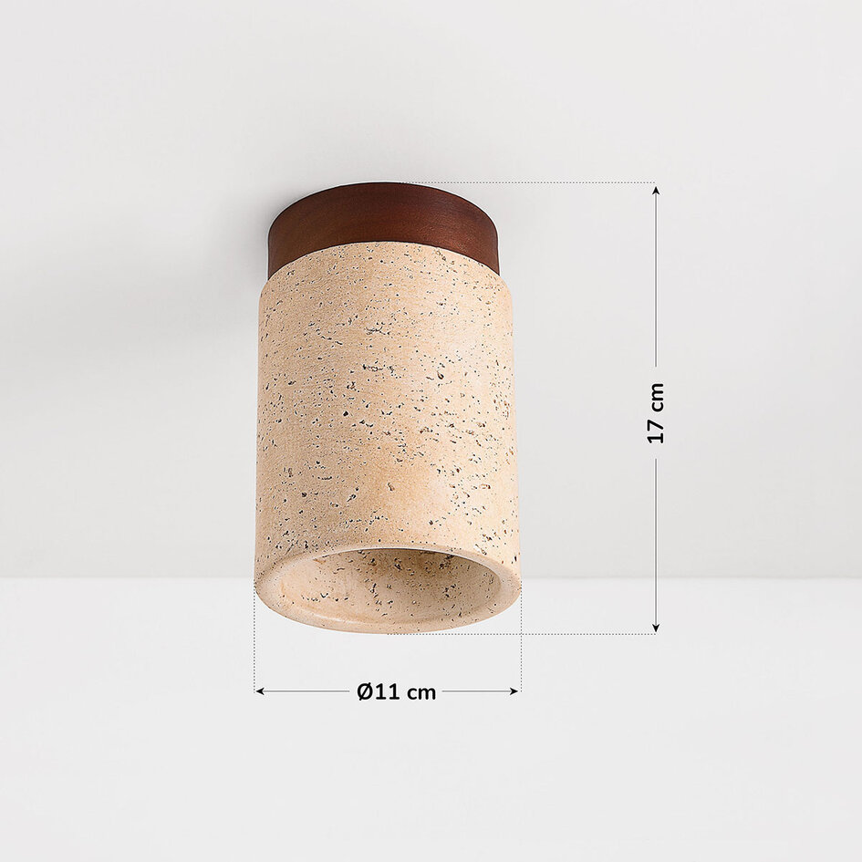 Loftlampe Amara i travertin og træ
