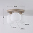 Loftlampe Elowen, 3 lyskilder, rillet opalhvidt glas - beige