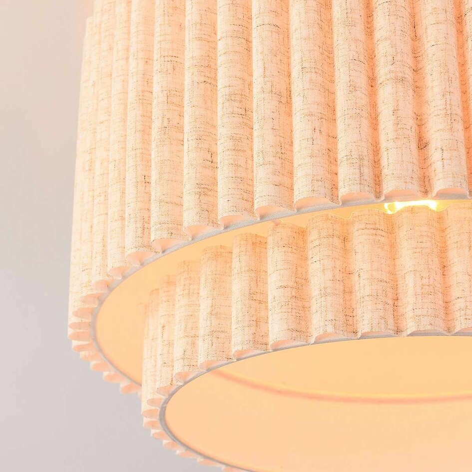 Loftlampe Vessa med lagdelt linnedskærm