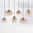 Pendel Opale, 6 lyskilder og amber glas med ombré