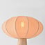 Japandi bordlampe Merox med stofskærm og travertinlook