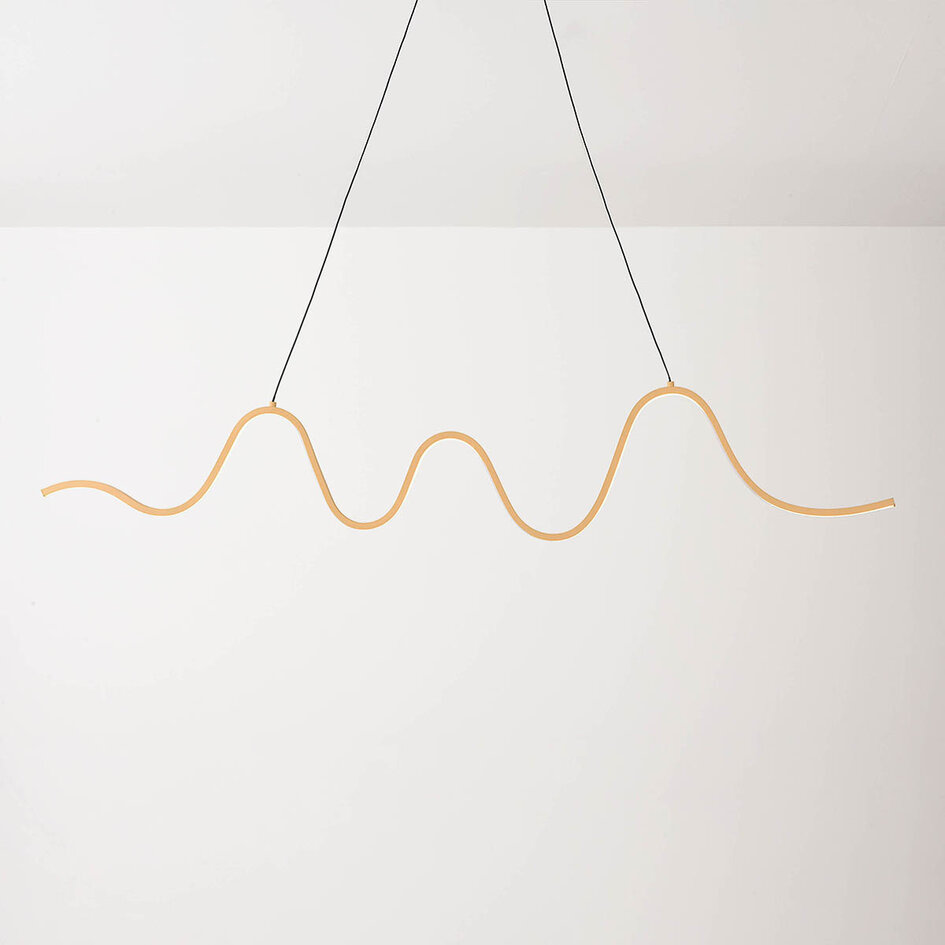 3-trins dæmpbar pendel Ariana - varm beige og bølgende LED