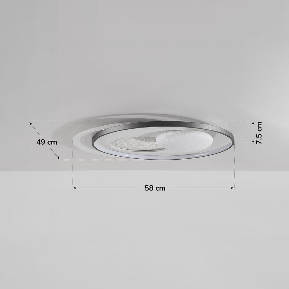 Loftlampe Eclipse 3-trins dæmpbar LED - hvid og grå