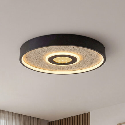 Loftlampe Deimos i sort og beige med 3-trins dæmpbar LED