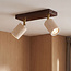 Loftlampe Orven med 2 justerbare spots af travertin og trælook