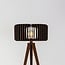 Gulvlampe Oakly tripod med træskærm - valnøddelook