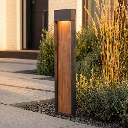 Udendørslampe Maxim med integreret LED - antracitgrå og trælook