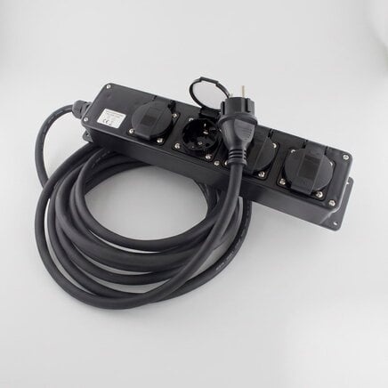 Professionel stikdåse - IP44 / 1,5 - 15 m ledning / 2 x 2,5 mm² / sort