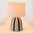 Bordlampe Miora i stribet keramik med beige tekstilskærm