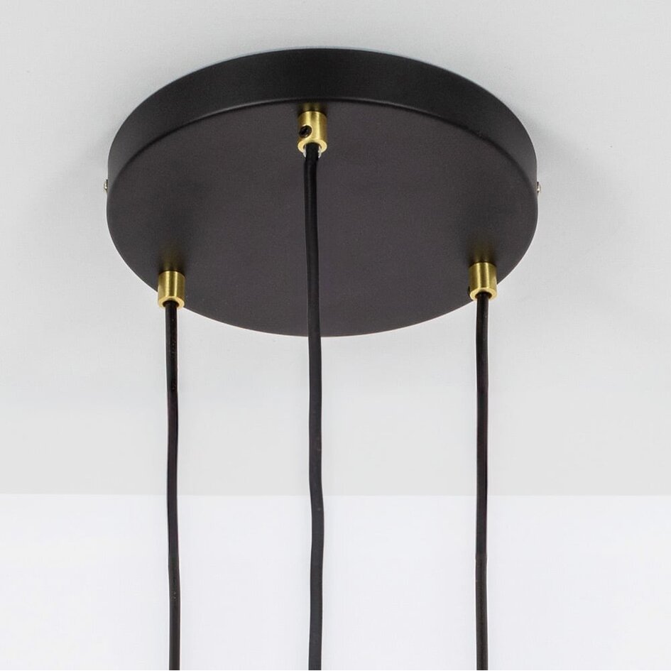 Elegant pendellampe - Arlington - sort med gyldent glas,  3 lyspunkter