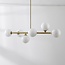 Loftslampe med 6 glaskugler - Aster - guld med opalhvidt glas