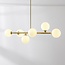 Loftslampe med 6 glaskugler - Aster - guld med opalhvidt glas