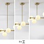 Loftslampe med 6 glaskugler - Aster - guld med opalhvidt glas