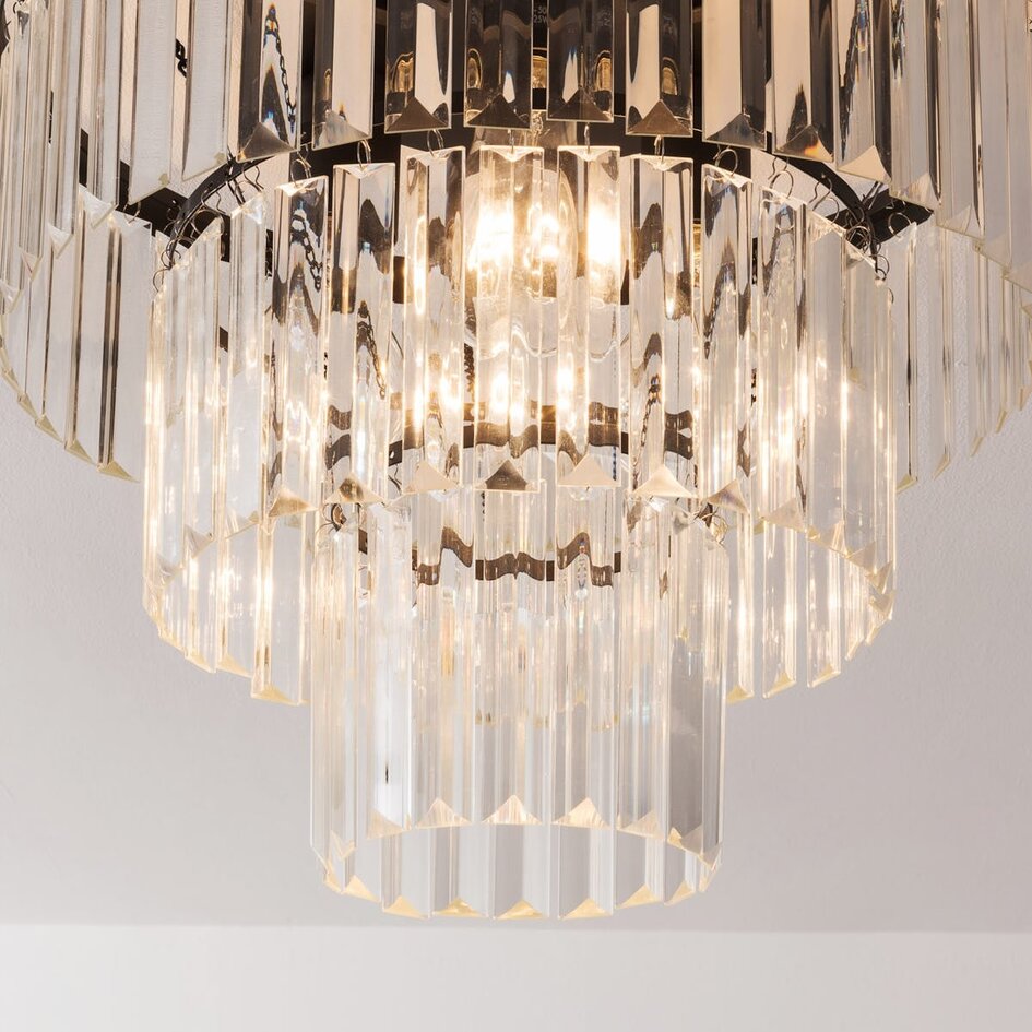 Loftlampe Royce med klart glas i krystalform