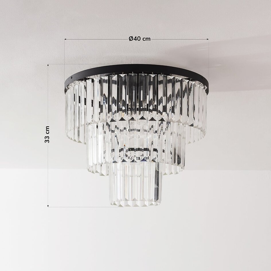 Loftlampe Royce med klart glas i krystalform