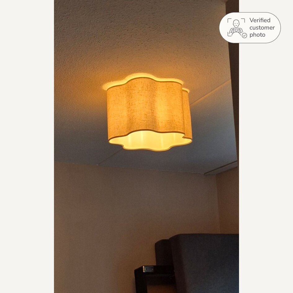 Loftlampe Hiru med hørskærm Ø40 cm - beige