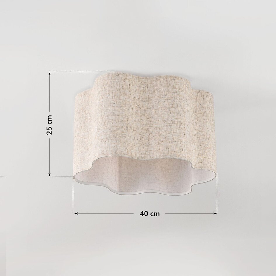Loftlampe Hiru med hørskærm Ø40 cm - beige