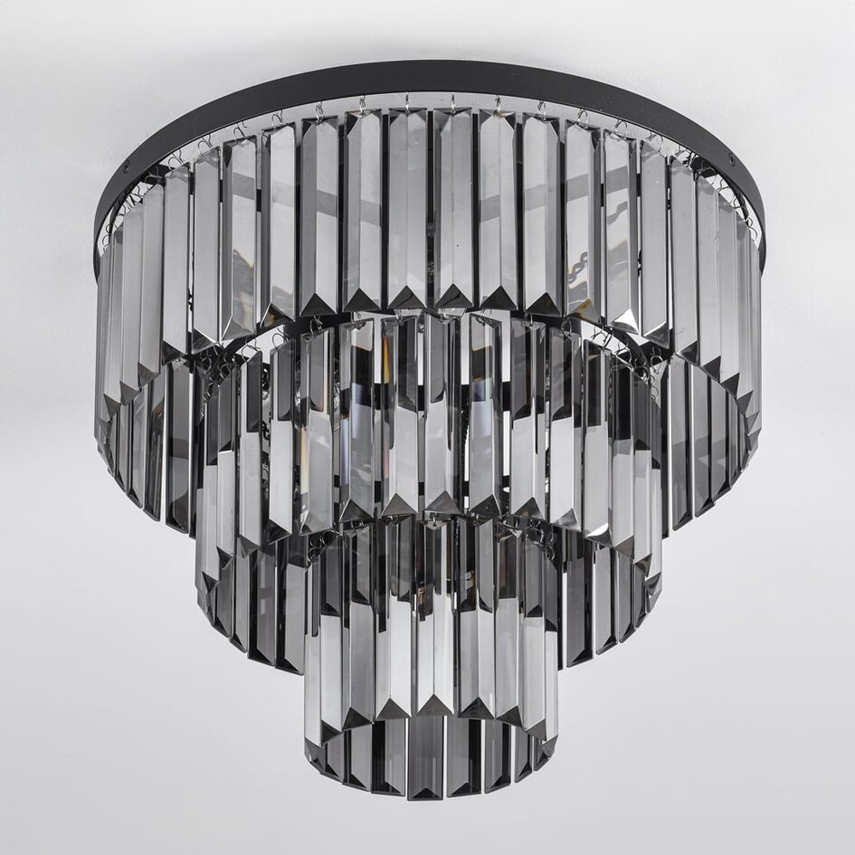 Loftlampe Royce med 3 lyskilder - sort og røgfarvet glas