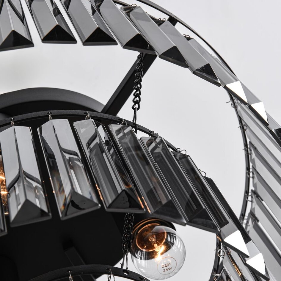 Loftlampe Royce med 3 lyskilder - sort og røgfarvet glas
