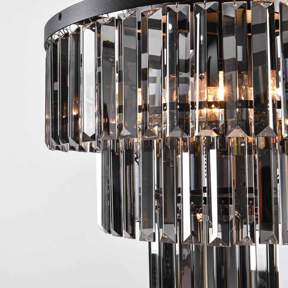 Loftlampe Royce med 3 lyskilder - sort og røgfarvet glas
