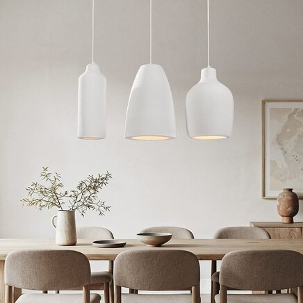 Wabi Sabi pendel Iki med 3 lyskilder - stenlook i hvid