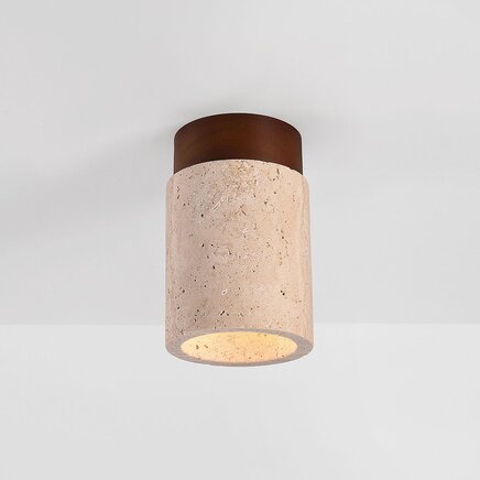 Loftlampe Amara i travertin og træ