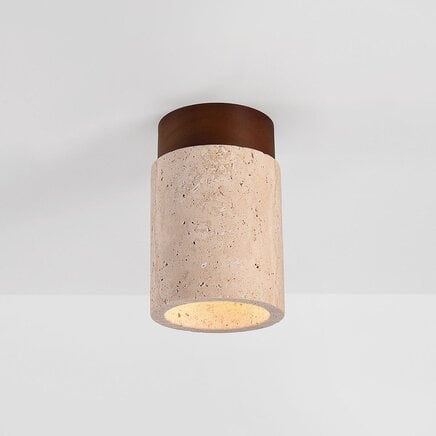 Loftlampe Amara - travertin (natursten) og træ