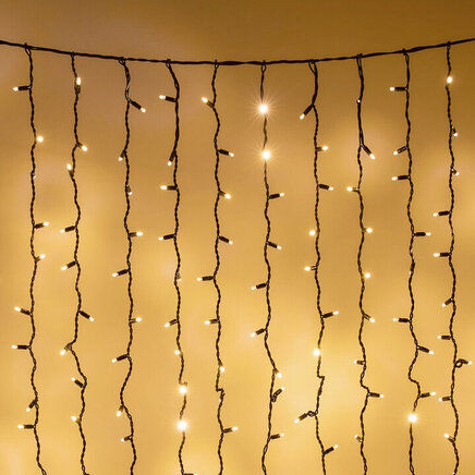 Lysgardin | Linkbart | Fra 2 meter | 300 LED-lys | 2200K ekstra varmhvidt lys | Sort gummi
