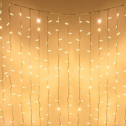 Lysgardin | Linkbart | Fra 2 meter | 300 LED-lys | 2200K ekstra varmhvidt lys | Hvid gummi