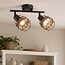 Loftlampe Harun med 2 lyskilder i rattan med sort metal