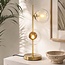 Bordlampe med 2 glaskugler - Ethan - messingfarvet med klart glas