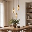 Elegant pendellampe - Arlington - sort med gyldent glas,  3 lyspunkter