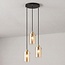 Elegant pendellampe - Arlington - sort med gyldent glas,  3 lyspunkter