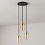Elegant pendellampe - Arlington - sort med gyldent glas,  3 lyspunkter