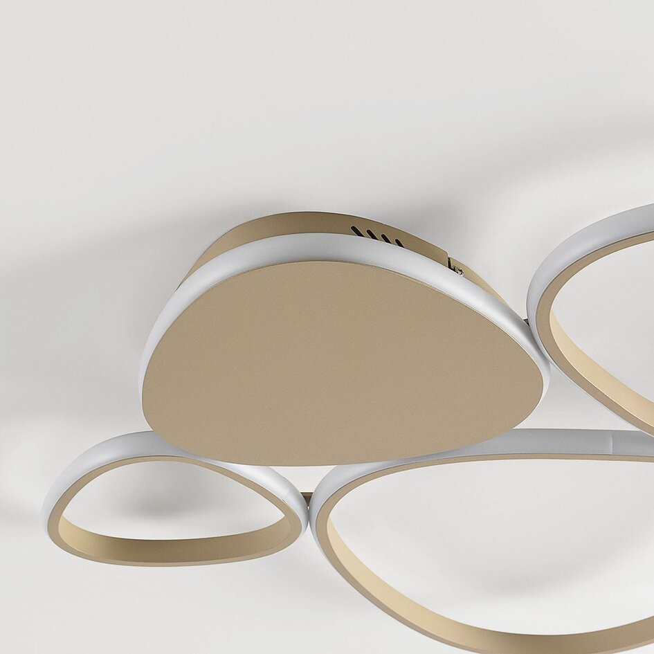Design loftlampe Lirina i sandbeige, 3-trins dæmpbar og integreret LED