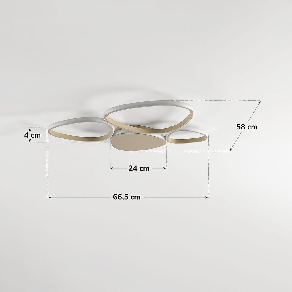 Design loftlampe Lirina i sandbeige, 3-trins dæmpbar og integreret LED