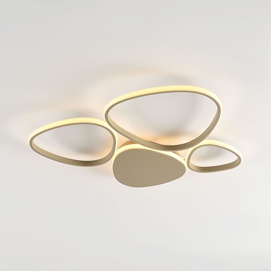 Design loftlampe Lirina i sandbeige, 3-trins dæmpbar og integreret LED
