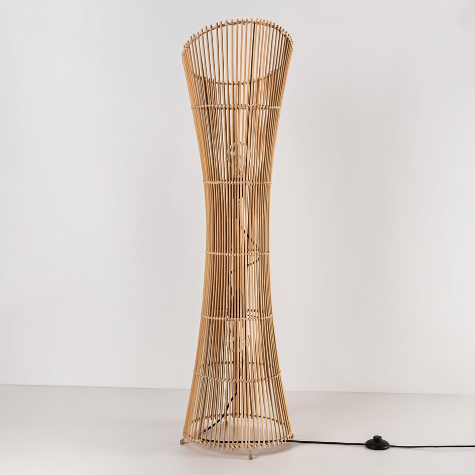 Gulvlampe Floris med flettet bambus - natur