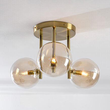 Loftlampe Elora, 3 lyskilder - cognacglas